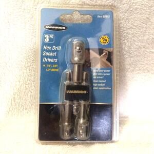 WARRIOR #68513 3-pc. HEX DRILL SOCKET DRIVERS SET
INCLUDES: 1/4”, 3/8” & 1/2”